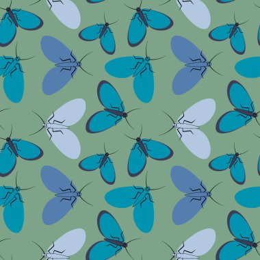 Kusursuz desen, sonsuz doku kare arkaplandaki illüstrasyon, stilize güveler, grafikler. Yaz, böcekler, dayanılmaz yaşam kolaylığı. Tasarım ögeleri - Not defterlerinin, mobil uygulamaların, sitelerin kapaklarının dekorasyonu - Duvar kağıtları, tekstil, pac