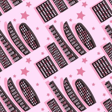 Kare arkaplanda sonsuz bir şerit, biçimlendirilmiş bir gece şehri grafikleri. Megalopolis, modern mimari. Tasarım ögeleri - Oturma oturumu için kapak, mobil uygulamalar, siteler - Duvar kağıtları, tekstil, paketleme, arkaplan dekorasyonu