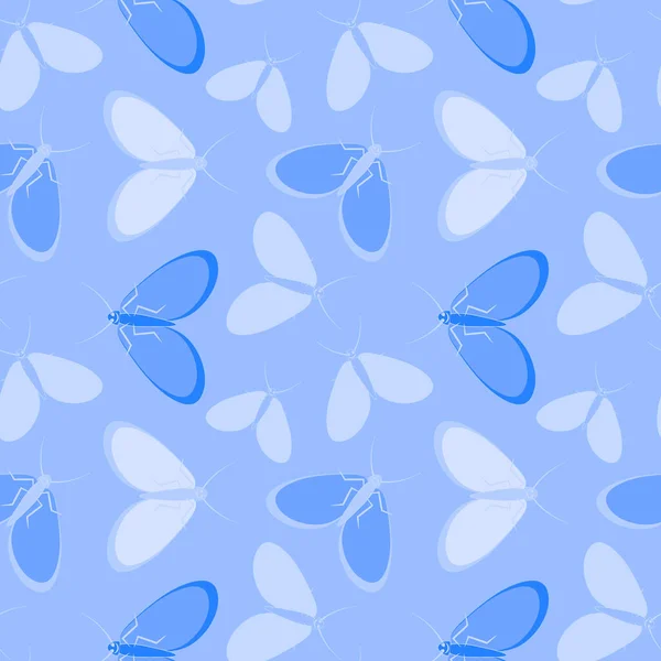 Nahtloses Muster Endlose Textur Illustration Auf Quadratischem Hintergrund Stilisierte Motten — Stockvektor