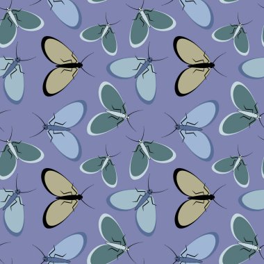 Kusursuz desen, sonsuz doku kare arkaplandaki illüstrasyon, stilize güveler, grafikler. Yaz, böcekler, dayanılmaz yaşam kolaylığı. Tasarım ögeleri - Not defterlerinin, mobil uygulamaların, sitelerin kapaklarının dekorasyonu - Duvar kağıtları, tekstil, pac