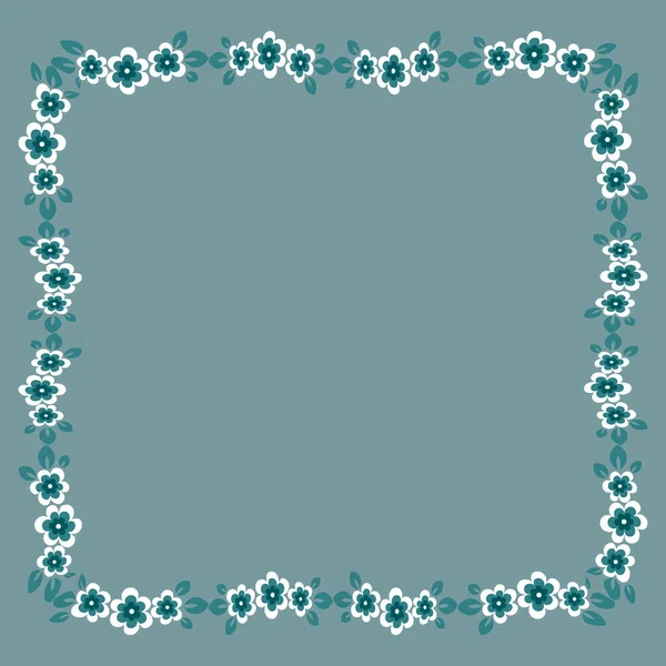 Frame Van Bloemen Een Vierkante Achtergrond Gestileerde Bloemen Bladeren Graphics — Stockvector