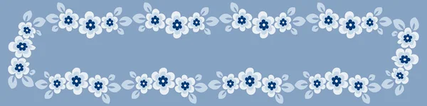Иллюстрация Листе Формата 4Х1 Стилизованные Цветы Листьями Графика Знамя Текст — стоковое фото