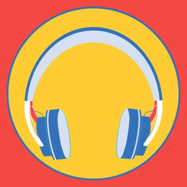 Kare arkaplan, kare, fayans, kulaklık. Kitapların, defterlerin, kartpostalların, iç malzemelerin tasarımı için tasarım öğesi. müzik, podcast, ses, dinle