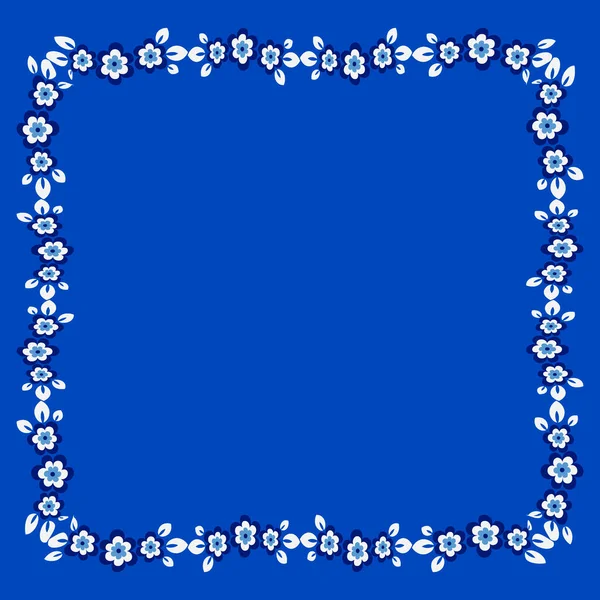 Рамка Цветов Квадратном Фоне Стилизованные Цветы Листья Графика Шарф Плитка — стоковый вектор