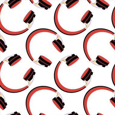 Kare arkaplan, kare, fayans ve kulaklıklarda pürüzsüz desen. Bir web sitesi, mobil uygulama veya blog için duvar kağıtları tekstil paketleme arka planı. müzik, podcast, ses, dinle