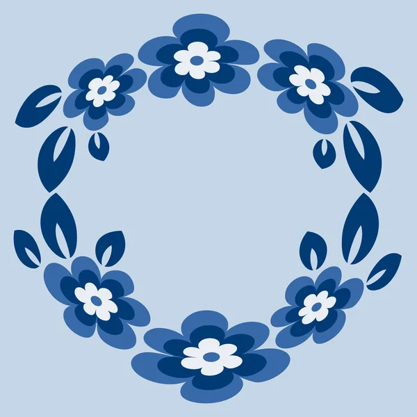 Ілюстрація Круглий Каркас Або Вінок Квадратному Фоні Стилізовані Квіти Листя — стоковий вектор