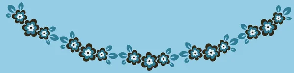 Illustratie Een Vel Van 4X1 Formaat Gestileerde Bloemen Met Bladeren — Stockvector