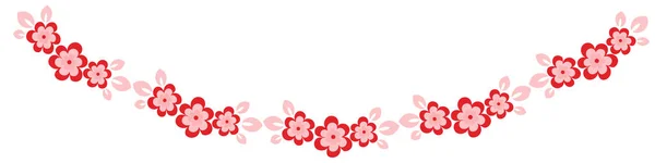 Illustration Ett Ark 4X1 Format Stiliserade Blommor Med Blad Grafik — Stock vektor