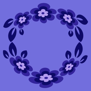 Çizim - kare arkaplandaki yuvarlak çerçeve veya çelenk - biçimlendirilmiş çiçekler ve yapraklar - grafikler. Valentin Günü, hediye, tebrikler, aşk, yaz, çember, çiçek çemberi, bitki halkası. Tasarım ögeleri - Not defterlerinin kapaklarının dekorasyonu, mobil