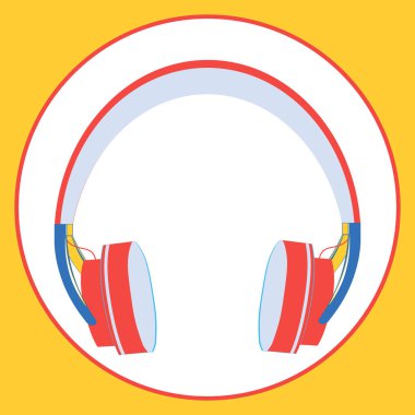 Kare arkaplan, kare, fayans, kulaklık. Kitapların, defterlerin, kartpostalların, iç malzemelerin tasarımı için tasarım öğesi. müzik, podcast, ses, dinle