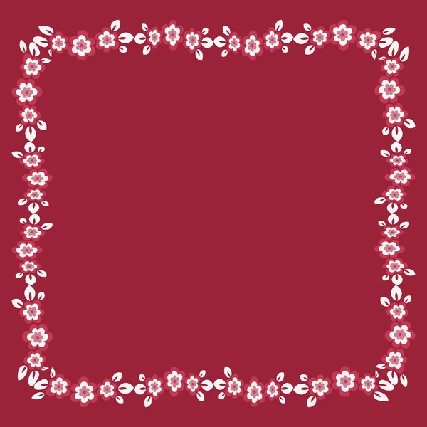 Frame Van Bloemen Een Vierkante Achtergrond Gestileerde Bloemen Bladeren Graphics — Stockvector