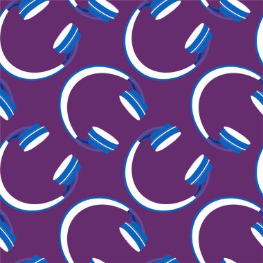 Kare arkaplan, kare, fayans ve kulaklıklarda pürüzsüz desen. Bir web sitesi, mobil uygulama veya blog için duvar kağıtları tekstil paketleme arka planı. müzik, podcast, ses, dinle