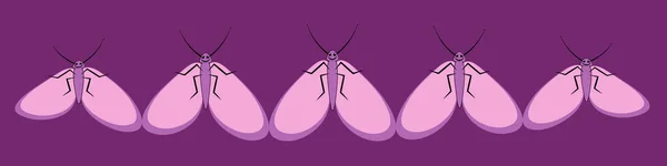 Illustration Sheet 4X1 Format Ribbon Banner Stylized Butterflies Moths Graphics — Stock Vector
