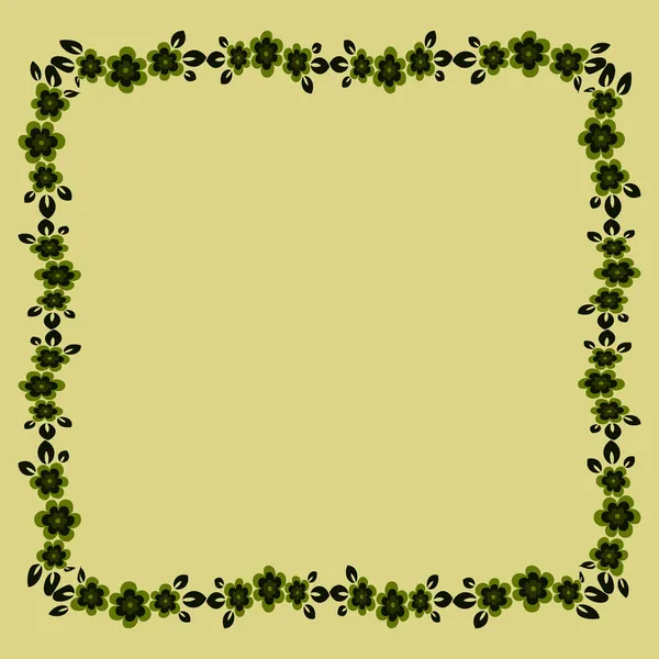 Rámeček Květin Čtvercovém Pozadí Stylizované Květiny Listy Grafika Šátek Dlaždice — Stockový vektor