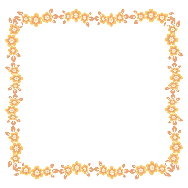 Frame Van Bloemen Een Vierkante Achtergrond Gestileerde Bloemen Bladeren Graphics — Stockvector