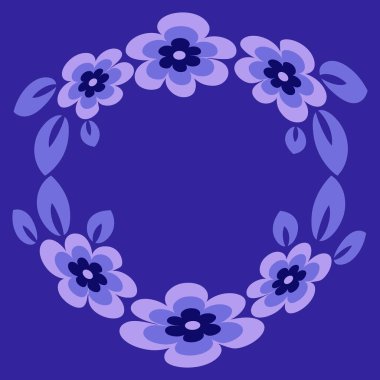 Çizim - kare arkaplandaki yuvarlak çerçeve veya çelenk - biçimlendirilmiş çiçekler ve yapraklar - grafikler. Valentin Günü, hediye, tebrikler, aşk, yaz, çember, çiçek çemberi, bitki halkası. Tasarım ögeleri - Not defterlerinin kapaklarının dekorasyonu, mobil