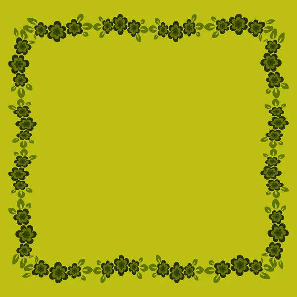 正方形背景上的花框 风格化的花朵和树叶图形 正方形 设计要素 — 图库矢量图片