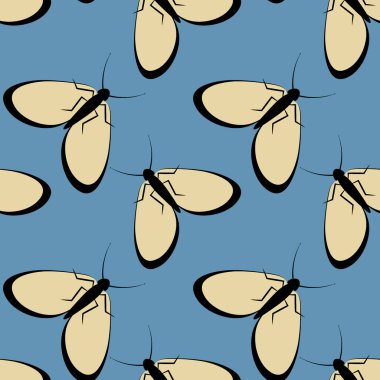 Kusursuz desen, sonsuz doku kare arkaplandaki illüstrasyon, stilize güveler, grafikler. Yaz, böcekler, dayanılmaz yaşam kolaylığı. Tasarım ögeleri - Not defterlerinin, mobil uygulamaların, sitelerin kapaklarının dekorasyonu - Duvar kağıtları, tekstil, pac