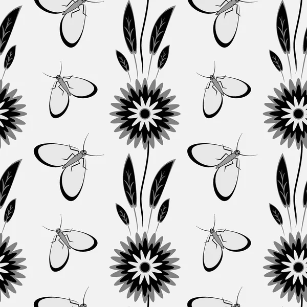 Απρόσκοπτη Μοτίβο Ατελείωτη Υφή Εικονογράφηση Τετράγωνο Φόντο Στυλιζαρισμένα Λουλούδια Και — Διανυσματικό Αρχείο