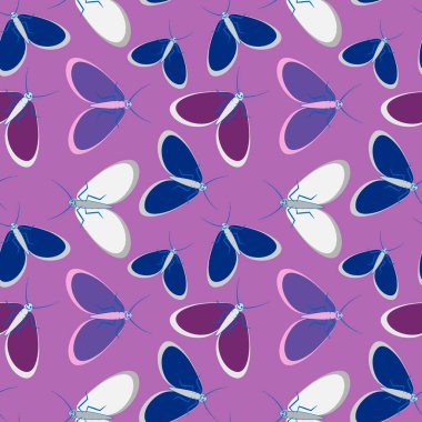 Kusursuz desen, sonsuz doku kare arkaplandaki illüstrasyon, stilize güveler, grafikler. Yaz, böcekler, dayanılmaz yaşam kolaylığı. Tasarım ögeleri - Not defterlerinin, mobil uygulamaların, sitelerin kapaklarının dekorasyonu - Duvar kağıtları, tekstil, pac