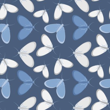 Kusursuz desen, sonsuz doku kare arkaplandaki illüstrasyon, stilize güveler, grafikler. Yaz, böcekler, dayanılmaz yaşam kolaylığı. Tasarım ögeleri - Not defterlerinin, mobil uygulamaların, sitelerin kapaklarının dekorasyonu - Duvar kağıtları, tekstil, pac