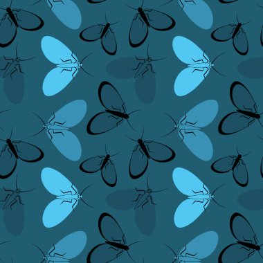 Kusursuz desen, sonsuz doku kare arkaplandaki illüstrasyon, stilize güveler, grafikler. Yaz, böcekler, dayanılmaz yaşam kolaylığı. Tasarım ögeleri - Not defterlerinin, mobil uygulamaların, sitelerin kapaklarının dekorasyonu - Duvar kağıtları, tekstil, pac