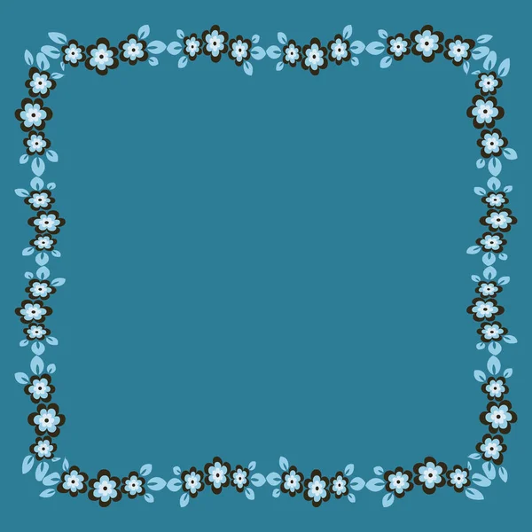 Rámeček Květin Čtvercovém Pozadí Stylizované Květiny Listy Grafika Šátek Dlaždice — Stockový vektor