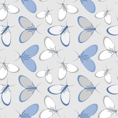 Kusursuz desen, sonsuz doku kare arkaplandaki illüstrasyon, stilize güveler, grafikler. Yaz, böcekler, dayanılmaz yaşam kolaylığı. Tasarım ögeleri - Not defterlerinin, mobil uygulamaların, sitelerin kapaklarının dekorasyonu - Duvar kağıtları, tekstil, pac