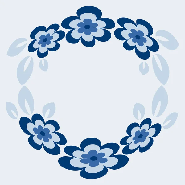 Ilustracja Okrągła Ramka Lub Wieniec Kwadratowym Tle Stylizowane Kwiaty Liście — Wektor stockowy