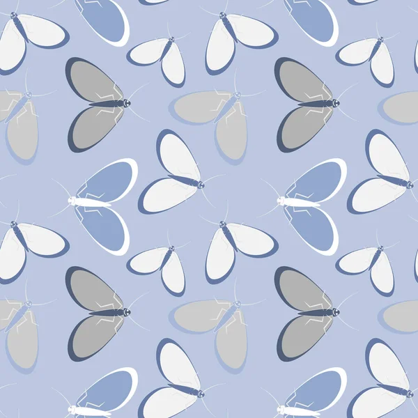 Nahtloses Muster Endlose Textur Illustration Auf Quadratischem Hintergrund Stilisierte Motten — Stockvektor