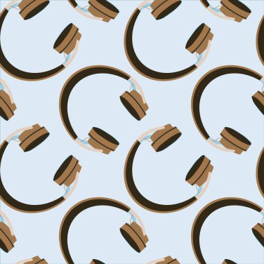 Kare arkaplan, kare, fayans ve kulaklıklarda pürüzsüz desen. Bir web sitesi, mobil uygulama veya blog için duvar kağıtları tekstil paketleme arka planı. müzik, podcast, ses, dinle