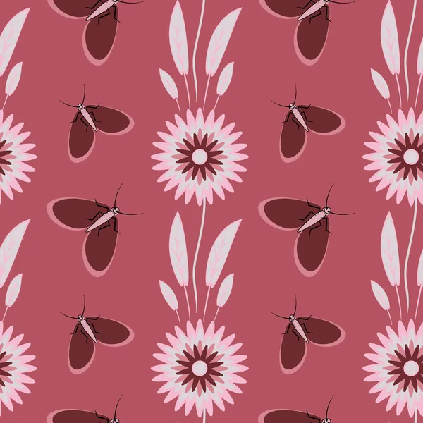 Nahtloses Muster Endlose Textur Illustration Auf Quadratischem Hintergrund Stilisierte Blumen — Stockvektor