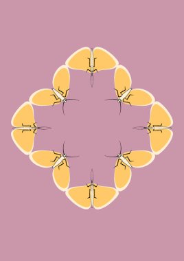 A4 formatında resim - güve çerçeveleri. Kitapların, defterlerin, kartpostalların, iç ürünlerin, mobil uygulamaların tasarımı için tasarım ögesi. Kelebekler, uçuş, hafiflik, böcekler, yaz