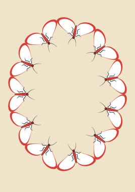 A4 formatında resim - güve çerçeveleri. Kitapların, defterlerin, kartpostalların, iç ürünlerin, mobil uygulamaların tasarımı için tasarım ögesi. Kelebekler, uçuş, hafiflik, böcekler, yaz