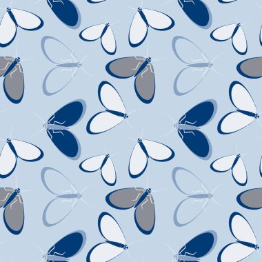 Kusursuz desen, sonsuz doku kare arkaplandaki illüstrasyon, stilize güveler, grafikler. Yaz, böcekler, dayanılmaz yaşam kolaylığı. Tasarım ögeleri - Not defterlerinin, mobil uygulamaların, sitelerin kapaklarının dekorasyonu - Duvar kağıtları, tekstil, pac