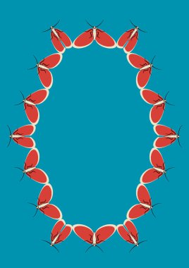 A4 formatında resim - güve çerçeveleri. Kitapların, defterlerin, kartpostalların, iç ürünlerin, mobil uygulamaların tasarımı için tasarım ögesi. Kelebekler, uçuş, hafiflik, böcekler, yaz