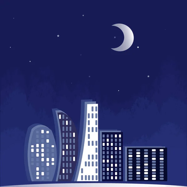 Illustration Square Background Lights Night City Magical City Starry Night — Stock Vector