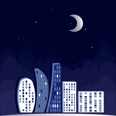 Kare arkaplandaki resim - Gece şehrinin ışıkları, büyülü bir şehir yıldızlı bir gece. Mistisizm. Gerçeküstü. Kitapların, defterlerin, kartpostalların, iç malzemelerin tasarımı için tasarım öğesi. Büyü, diğer gezegenler, paralel gerçeklik, diğer dünya.