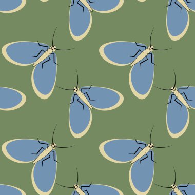 Kusursuz desen, sonsuz doku kare arkaplandaki illüstrasyon, stilize güveler, grafikler. Yaz, böcekler, dayanılmaz yaşam kolaylığı. Tasarım ögeleri - Not defterlerinin, mobil uygulamaların, sitelerin kapaklarının dekorasyonu - Duvar kağıtları, tekstil, pac