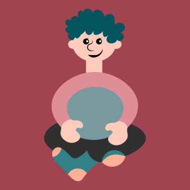 Kare arkaplanda bir resim - bacak bacak üstüne atmış bir adam - bir sitenin avatarında veya blogunda bir resim, bir çocuk, bir oğlan. Kitapların, defterlerin, kartpostalların, iç ögelerin tasarımı için tasarım ögesi.