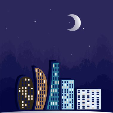 Kare arkaplandaki resim - Gece şehrinin ışıkları, büyülü bir şehir yıldızlı bir gece. Mistisizm. Gerçeküstü. Kitapların, defterlerin, kartpostalların, iç malzemelerin tasarımı için tasarım öğesi. Büyü, diğer gezegenler, paralel gerçeklik, diğer dünya.