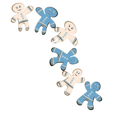 Kare arkaplanda bir resim - zencefilli kurabiye çerçevesi. Zencefilli kurabiye adamlar. Kitapların, defterlerin, kartpostalların, iç malzemelerin tasarımı için tasarım öğesi. Tatlılar, tatlı, tatil, yeni yıl, Noel