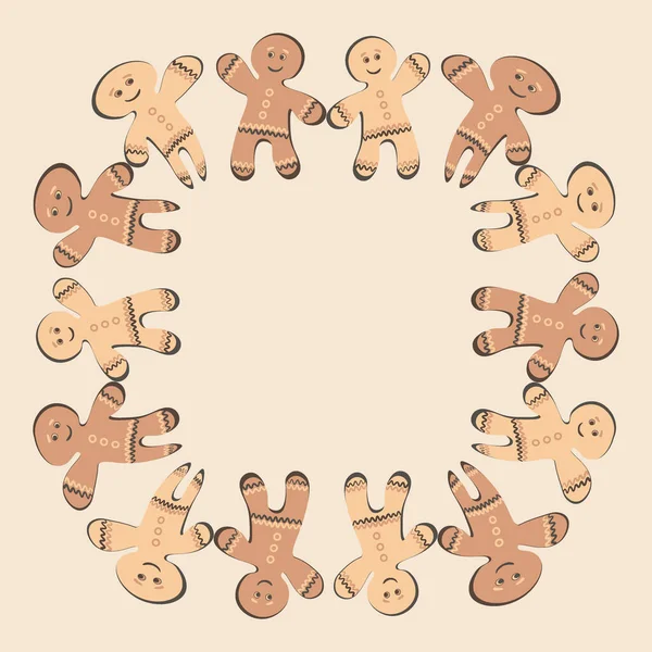 Illustration Square Background Frame Ginger Cookies Gingerbread Men Design Element — Stock Vector