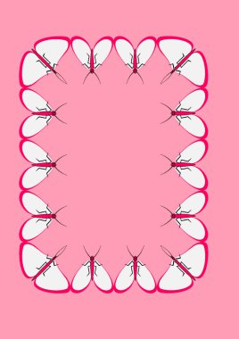 A4 formatında resim - güve çerçeveleri. Kitapların, defterlerin, kartpostalların, iç ürünlerin, mobil uygulamaların tasarımı için tasarım ögesi. Kelebekler, uçuş, hafiflik, böcekler, yaz