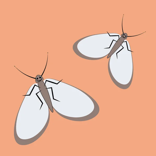 Seamless Pattern Illustration Square Background Pair Happy Moths Flight Valentine — Stock Vector