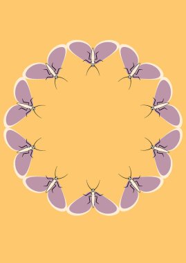 A4 formatında resim - güve çerçeveleri. Kitapların, defterlerin, kartpostalların, iç ürünlerin, mobil uygulamaların tasarımı için tasarım ögesi. Kelebekler, uçuş, hafiflik, böcekler, yaz