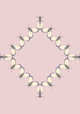 A4 formatında resim - güve çerçeveleri. Kitapların, defterlerin, kartpostalların, iç ürünlerin, mobil uygulamaların tasarımı için tasarım ögesi. Kelebekler, uçuş, hafiflik, böcekler, yaz