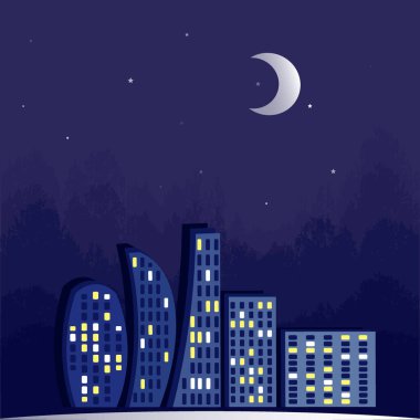 Kare arkaplandaki resim - Gece şehrinin ışıkları, büyülü bir şehir yıldızlı bir gece. Mistisizm. Gerçeküstü. Kitapların, defterlerin, kartpostalların, iç malzemelerin tasarımı için tasarım öğesi. Büyü, diğer gezegenler, paralel gerçeklik, diğer dünya.