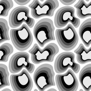 Kare arkaplandaki çizimsiz desen - asimetrik fantezi noktaları - moleküller, taşlar veya hayvan soyutlamasının kabuğu. Tasarım elemanı. Duvar kağıtları, tekstil, ambalaj, bir web sitesi için arka plan, mobil uygulama veya blog.