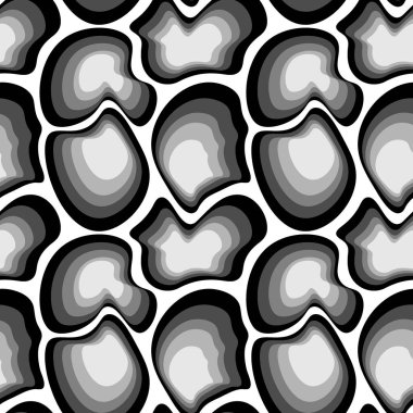 Kare arkaplandaki çizimsiz desen - asimetrik fantezi noktaları - moleküller, taşlar veya hayvan soyutlamasının kabuğu. Tasarım elemanı. Duvar kağıtları, tekstil, ambalaj, bir web sitesi için arka plan, mobil uygulama veya blog.